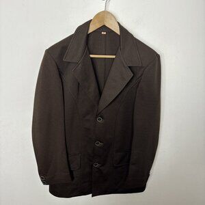 Vintage 70s Disco Blazer Woman 42 Days Sportswear Brown Sports Coat 3 Button